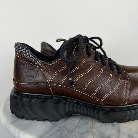 Vintage Dr Martens Brown Leather Chunky Lace Up Platform Shoes Made in England 9